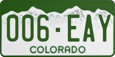 CO license plate 006EAY