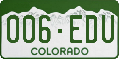CO license plate 006EDU