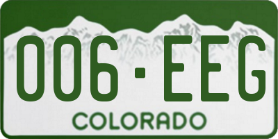 CO license plate 006EEG