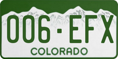 CO license plate 006EFX