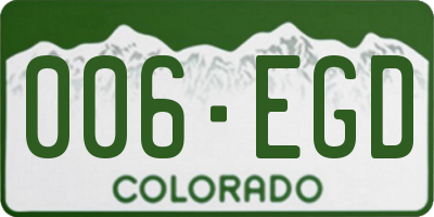 CO license plate 006EGD