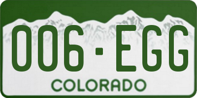 CO license plate 006EGG