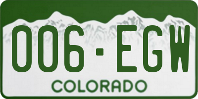 CO license plate 006EGW