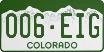 CO license plate 006EIG