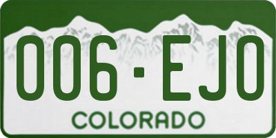 CO license plate 006EJO
