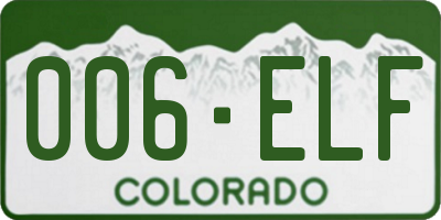 CO license plate 006ELF