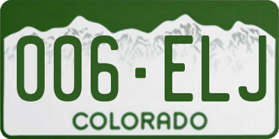 CO license plate 006ELJ
