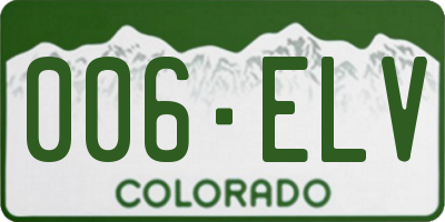 CO license plate 006ELV