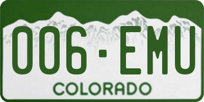 CO license plate 006EMU