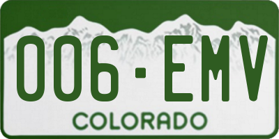 CO license plate 006EMV