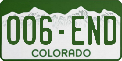 CO license plate 006END