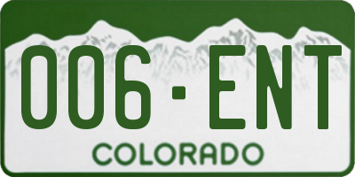 CO license plate 006ENT