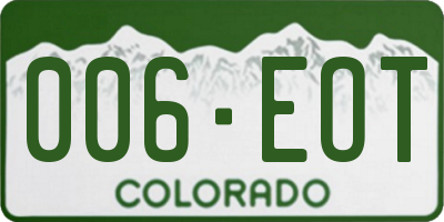 CO license plate 006EOT