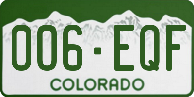 CO license plate 006EQF