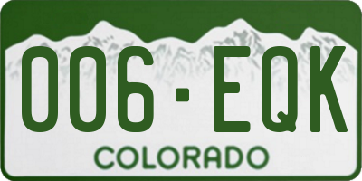 CO license plate 006EQK