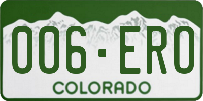 CO license plate 006ERO