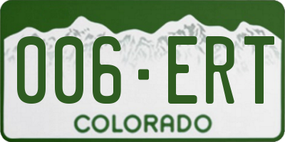 CO license plate 006ERT