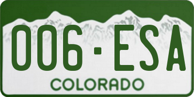 CO license plate 006ESA