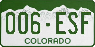 CO license plate 006ESF