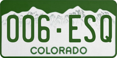CO license plate 006ESQ