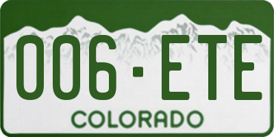 CO license plate 006ETE