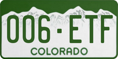 CO license plate 006ETF