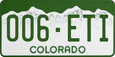 CO license plate 006ETI