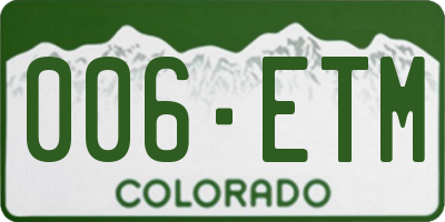 CO license plate 006ETM