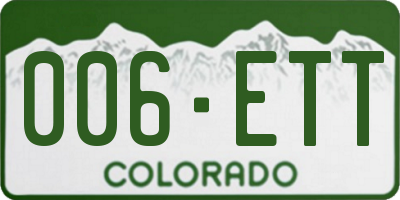 CO license plate 006ETT