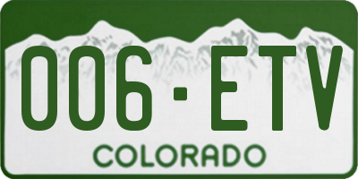 CO license plate 006ETV