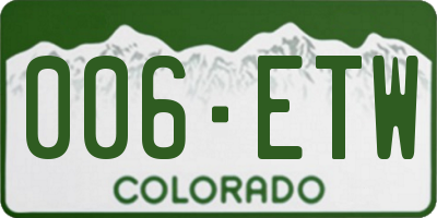 CO license plate 006ETW
