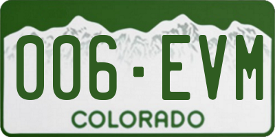 CO license plate 006EVM