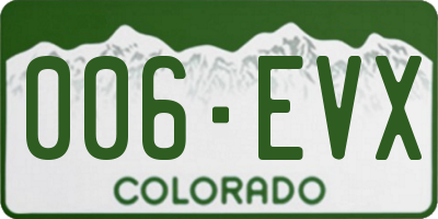 CO license plate 006EVX