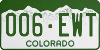 CO license plate 006EWT