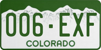CO license plate 006EXF