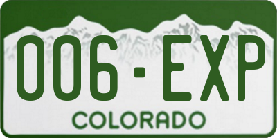CO license plate 006EXP