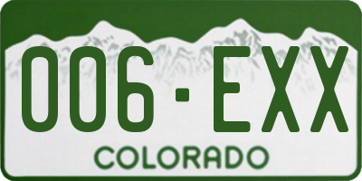CO license plate 006EXX