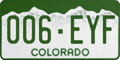 CO license plate 006EYF