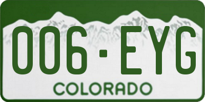 CO license plate 006EYG