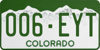 CO license plate 006EYT