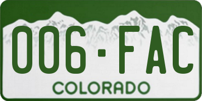 CO license plate 006FAC