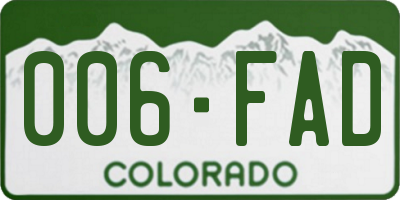 CO license plate 006FAD