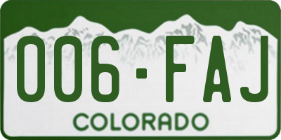 CO license plate 006FAJ
