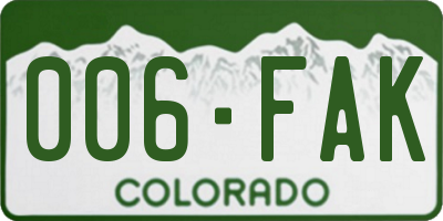 CO license plate 006FAK