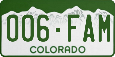 CO license plate 006FAM