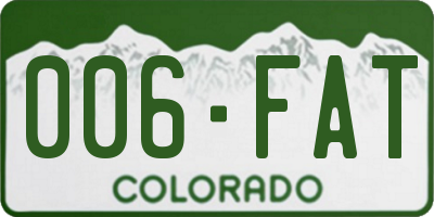 CO license plate 006FAT