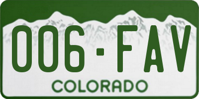 CO license plate 006FAV