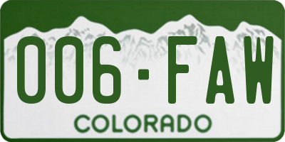 CO license plate 006FAW