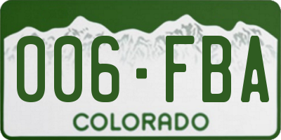 CO license plate 006FBA