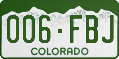 CO license plate 006FBJ